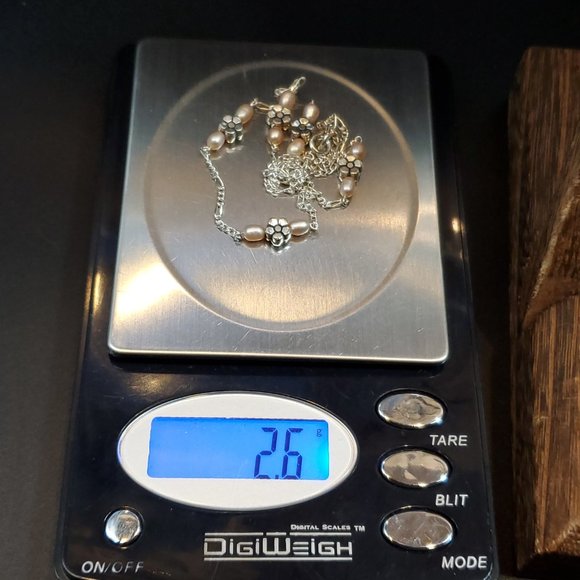 15 Inch 925 Sterling Silver Floral Cream Color Real Pearls Necklace - Picture 6 of 6